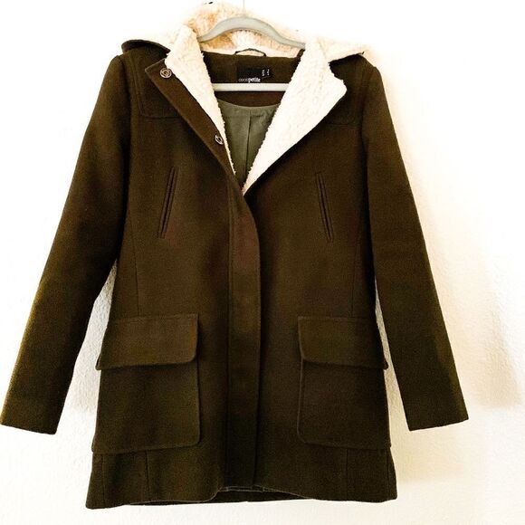 Asos Petite Hooded Slim Coat Button Down - Picture 1 of 7